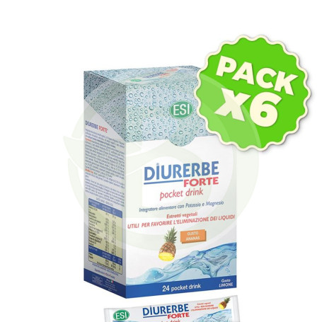 Pack 6x Diurerbe Forte Pocket Drink (Piña) 24 Sobres ESI