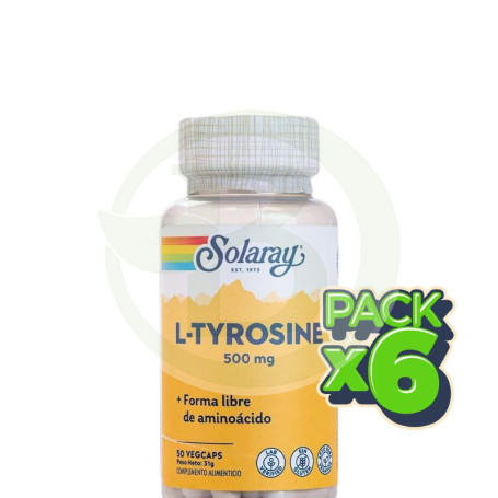 Pack 6x L-Tyrosina 500Mg. 50 Cápsulas Solaray