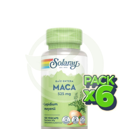 Pack 6x Maca 525Mg. 100 Cápsulas Solaray