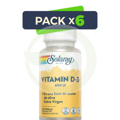 Pack 6x Vitamina D3 400UI 120 Perle Solaray