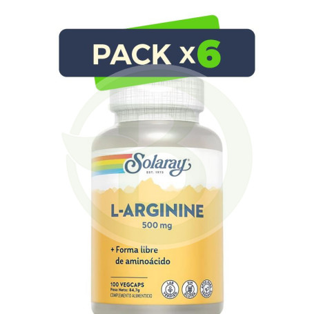 Pack 6x L-Arginine 500Mg. 10 Cápsulas Solaray