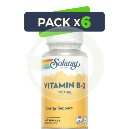 Pack 6x Vitamina B2 100Mg. 100 Cápsulas Solaray