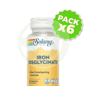 Pack 6x Iron Bisglycinate 60 Comprimidos Solaray