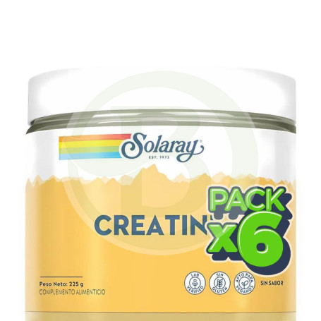 Pack 6x Creatina en Polvo sin Sabor 225G Solaray