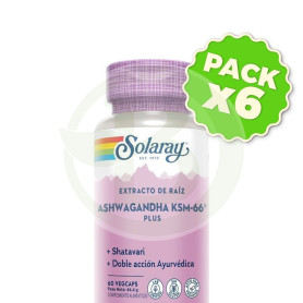 Pack 6x Ashwagandha Ksm-66 Plus 60 Cápsulas Vegetales Solaray