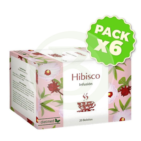 Pack 6x Infusión De Hibisco (Flor De Jamaica) 20 Bolsitas Dietmed