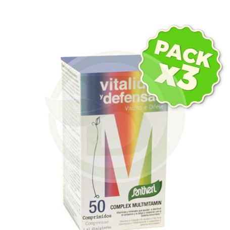 Pack 3x Vitaminas Complex Miltivitamin 50 Comprimidos Santiveri