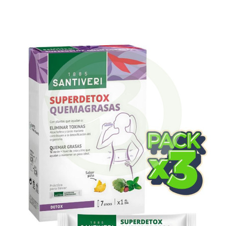 Pack 3x Superdetox Quemagrasas 7 Sticks Santiveri