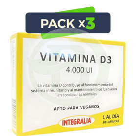 Pack 3x Vitamina D3 4000Ui 30 Cápsulas Integralia