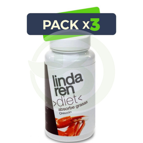 Pack 3x Chitosán 80 Cápsulas Lindaren Diet