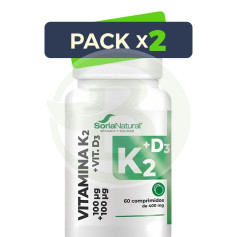 Pack 2x Vitamina D3+K2 Rilascio Prolungato 60 Compresse Soria Natural