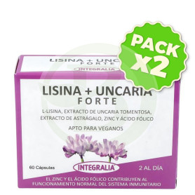 Pack 2x Lisina + Uncaria Forte 60 Cápsulas Integralia