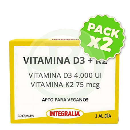Pack 2x Vitamina D3+K2 30 Cápsulas Integralia