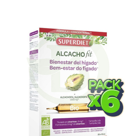 Pack 6x Alcachofit Bio 20 Ampollas Superdiet