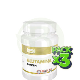 Pack 3x Glutamina Concept 500Gr. Megaplus