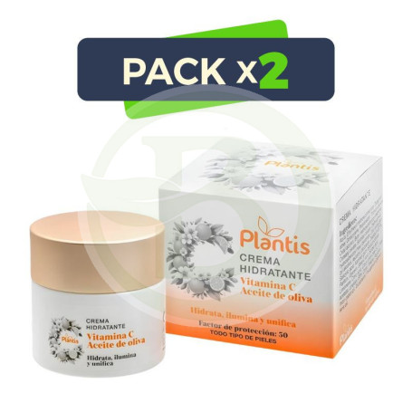 Pack 2x Crema Facial Hidratante con Vit.C +Ffp30 50Ml Plantis