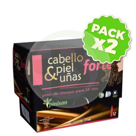 Pack 2x Cabello, Piel y Uñas Forte 12 Viales Pinisan