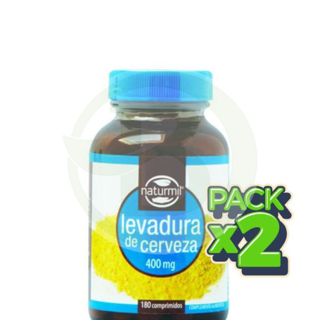 Pack 2x Levadura de Cerveza 400Mg. 180 Comprimidos Naturmil
