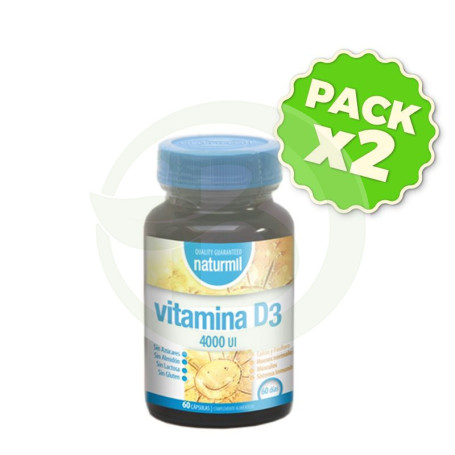 Pack 2x Vitamina D3 4.000UI. 60 Cápsulas Naturmil