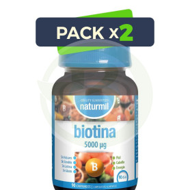 Pack 2x Biotina 500Mg 90 Comprimidos Naturmil