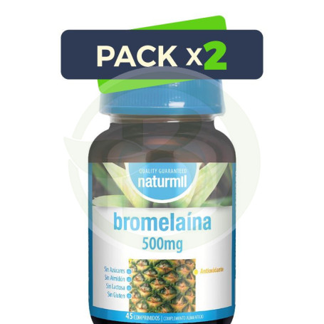 Pack 2x Bromelaina 500Mg 45 Comprimidos Naturmil