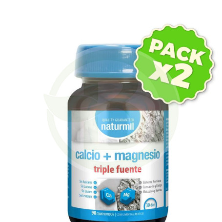 Pack 2x Calcio + Magnesio Triple Fuente 90 Comprimidos Naturmil