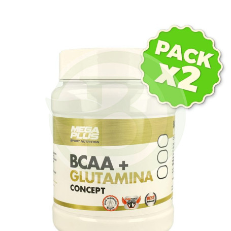 Pack 2x Bcaa + Glutamina Tropical Extreme Purity 600Gr. Megaplus