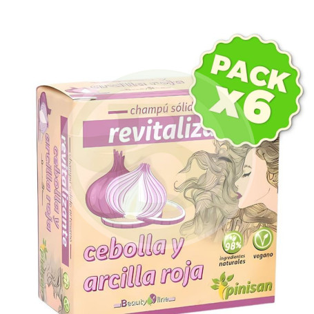 Pack 6x Champu Solido Revitalizante Cebolla y Arcilla Roja Pinisan