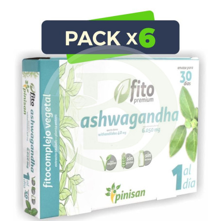 Pack 6x Ashwagandha 30 Capsulas Fito Premium, Pinisan
