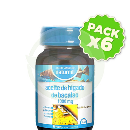 Pack 6x Aceite De Hígado De Bacalao 1000Mg 90 Perlas Naturmil