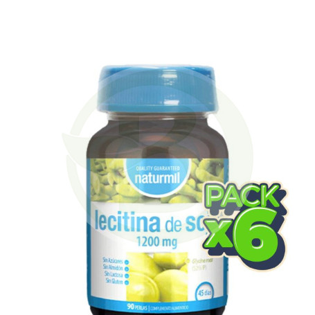 Pack 6x Lecitina De Soja 1200Mg 90 Perlas Naturmil
