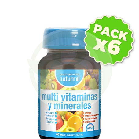 Pack 6x Multivitaminas & Minerales 60 Perlas Naturmil