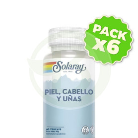 Pack 6x Piel, Cabello y Uñas 60 Cápsulas Vegetales Solaray