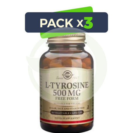 Pack 3x L-TIROSINA 50 CAPSULAS VEGETALES SOLGAR