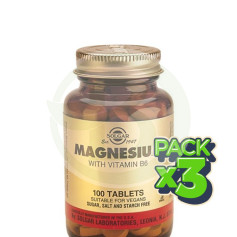 Pack 3x Magnesio con Vitamina B6 100 Compresse Solgar