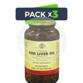 Pack 3x Aceite de Hígado de Bacalao 250 Cápsulas Solgar