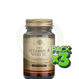Pack 3x Vitamina A Seca 100 Cápsulas Solgar