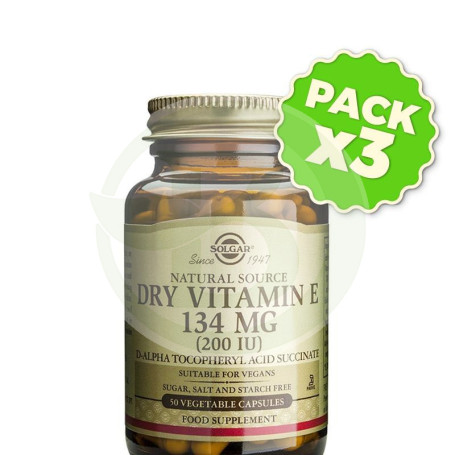 Pack 3x Vitamina E 200UI 50 Cápsulas Solgar