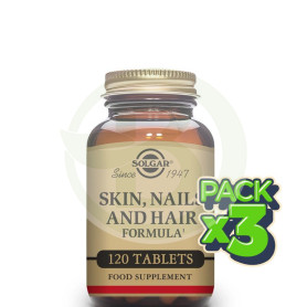 Pack 3x Formula Pelo, Piel y Uñas 120 Cápsulas Solgar