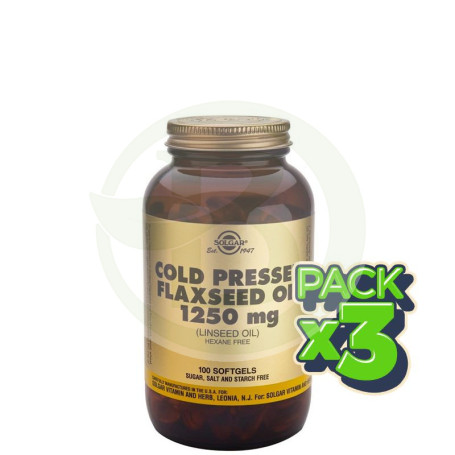 Pack 3x Aceite de Linaza 100 Cápsulas Solgar