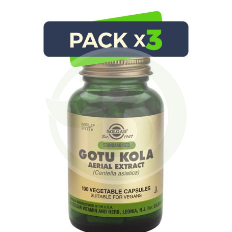 Pack 3x Gotu Kola 100 Cápsulas Solgar