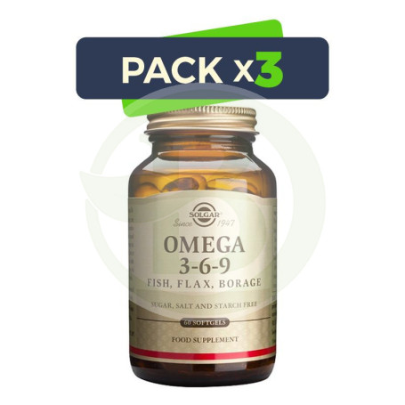Pack 3x Omega 3-6-9 60 Cápsulas Blandas Solgar