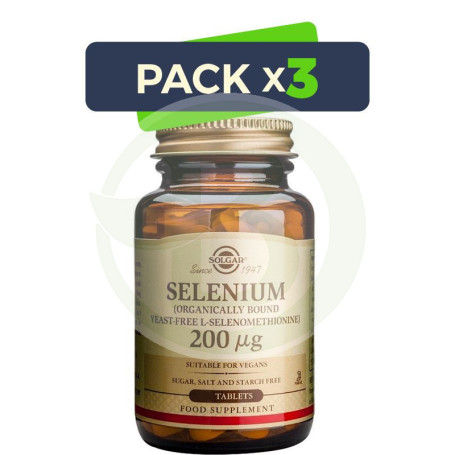 Pack 3x Selenio 200Mcg. 50 Cápsulas Solgar