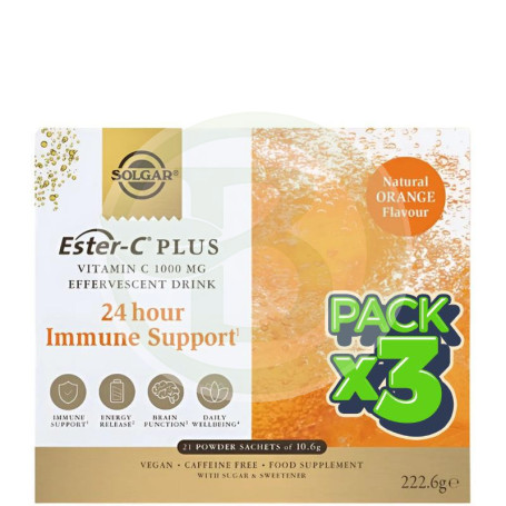 Pack 3x Ester-C Plus 1000Mg 21 Sobres Solgar