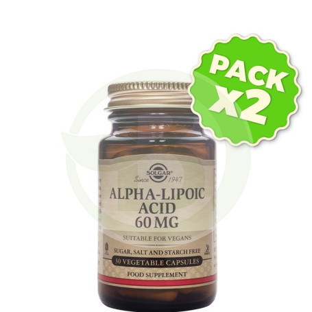 Pack 2x Ácido Alfa Lipoico 60Mg. 30 Cápsulas Solgar