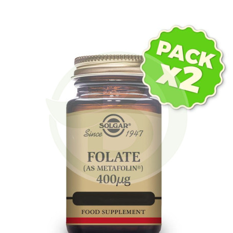 Pack 2x Folato (Metafolín) 50 Cápsulas Solgar