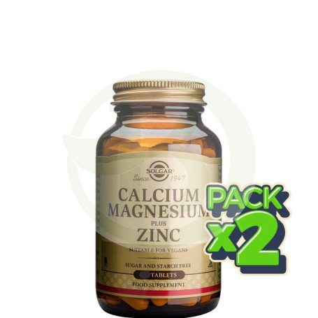 Pack 2x Calcio y Magnesio Plus con Zinc 250 Cápsulas Solgar