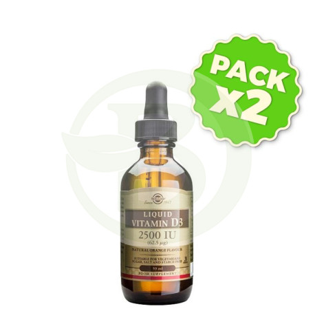 Pack 2x Vitamina D3 2500UI 59Ml. Solgar