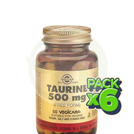 Pack 6x Taurina 500Mg. 50 Cápsulas Solgar