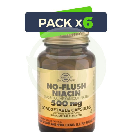 Pack 6x Niacina B3 500Mg. No Ruborizante 50 Cápsulas Solgar